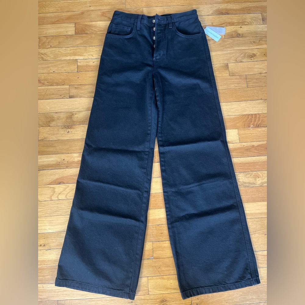 Favorite Daughter Women's Black Wide-Leg High Rise Jeans